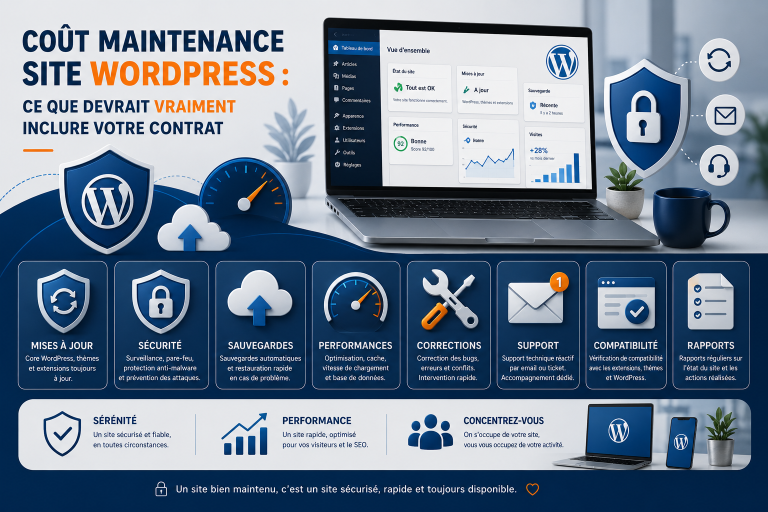 Coût maintenance site WordPress : ce que devrait vraiment inclure votre contrat